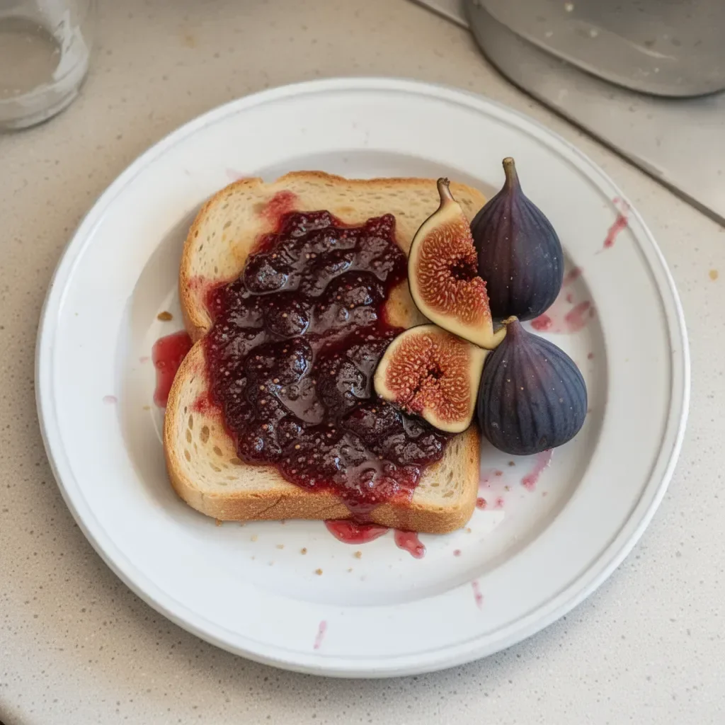 Homemade 3 ingredient fig jam spread on toast