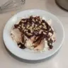 Creamy cottage cheese peanut butter mousse served in a bowl