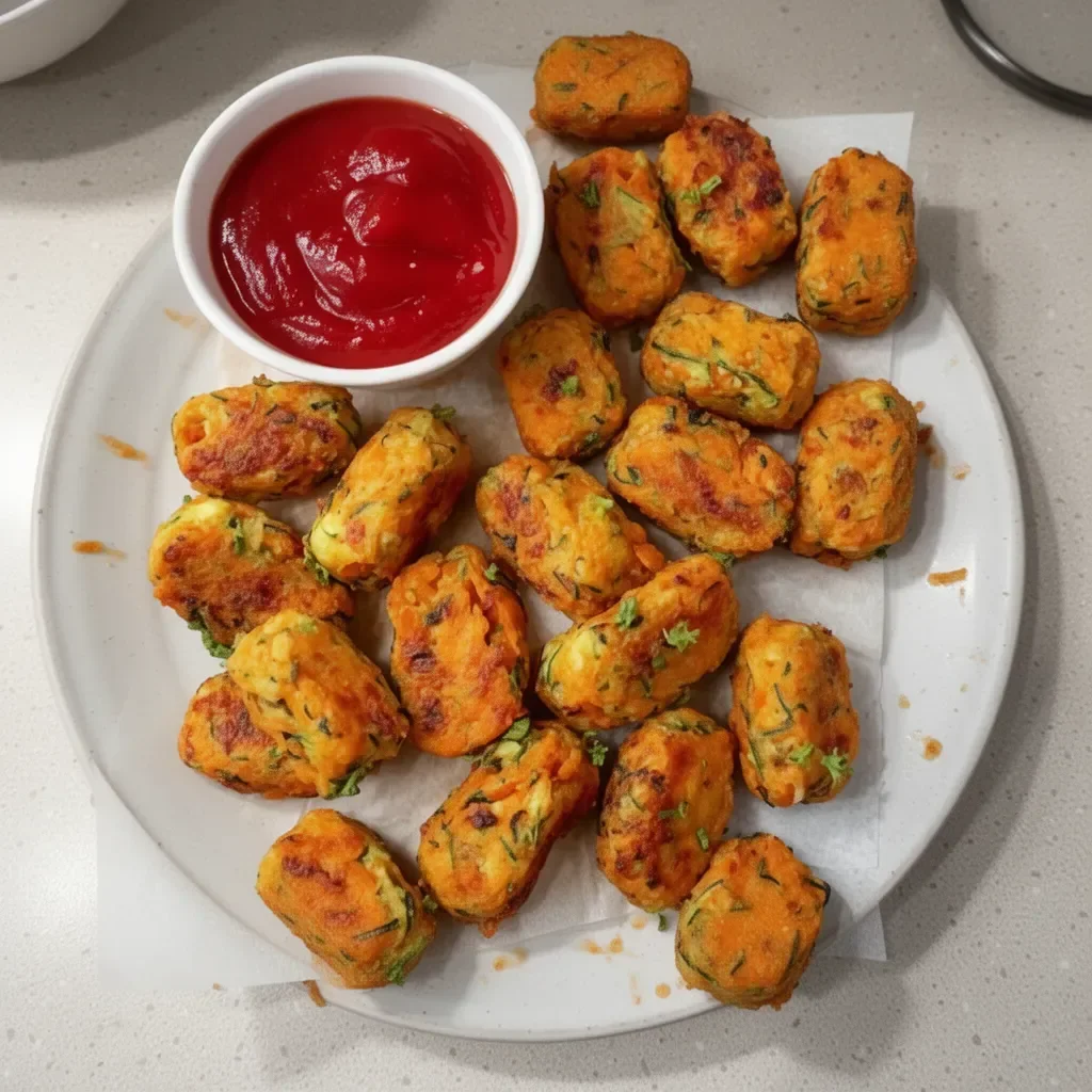 Crispy sweet potato zucchini tots served in a bowl