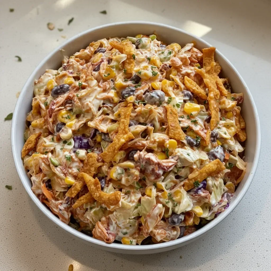 Delicious Frito Cowboy Cabbage served in a bowl, featuring layers of flavor and ingredients.