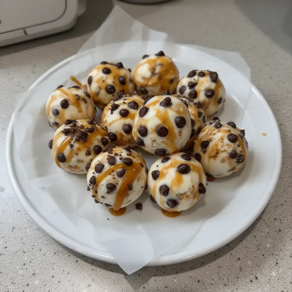 Frozen peanut butter yogurt bites, a creamy snack made with yogurt and peanut butter.