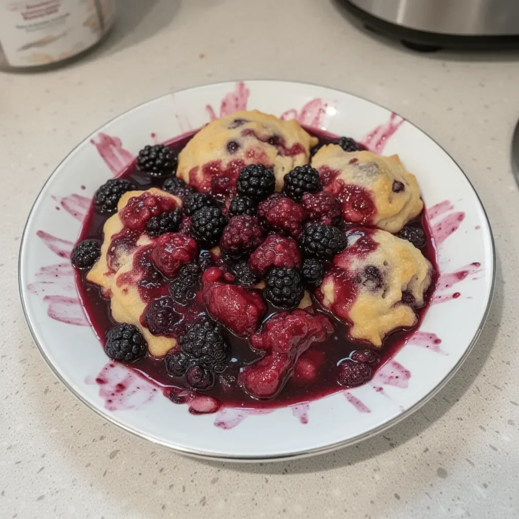Grandma's classic blackberry dumplings with fresh blackberries and flaky pastry.