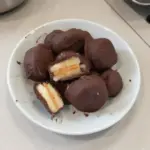 Healthy frozen chocolate peanut butter banana bites ready to enjoy as a snack