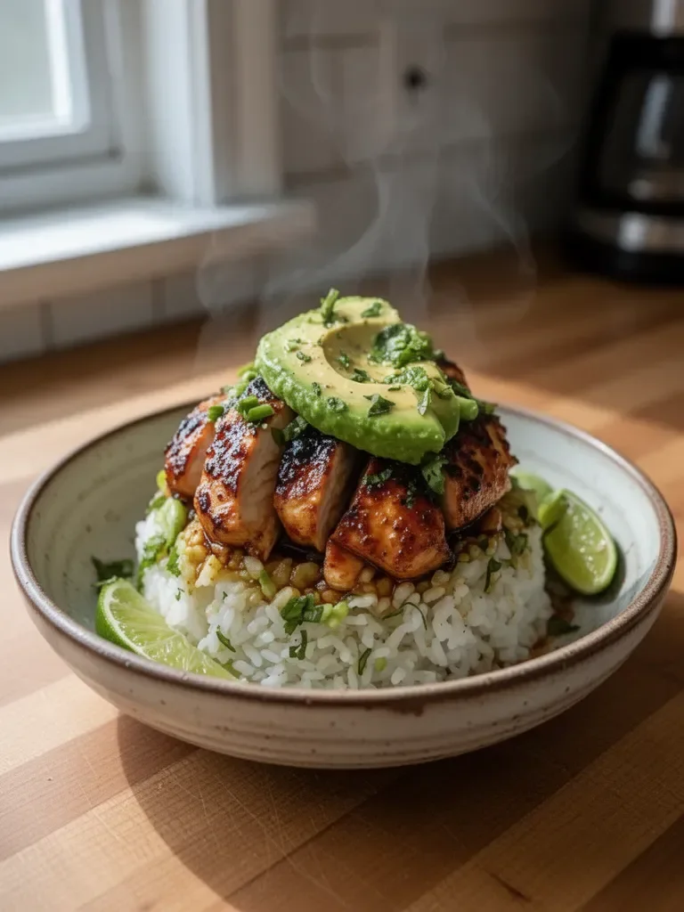 Honey Lime Chicken & Avocado Rice Stack