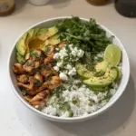 Honey Lime Chicken served with Avocado Rice Bowl for a delicious meal
