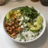 Honey Lime Chicken served with Avocado Rice Bowl for a delicious meal