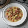 Bowl of delicious Kielbasa Potato Soup with potatoes and sausages