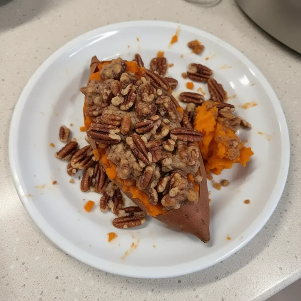 Pecan Pie Double Sweet Potato dessert showcasing golden crust and toppings