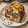 Philly Cheesesteak Meatloaf recipe with cheese and peppers