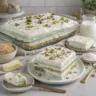 Delicious no-bake Pistachio Dream Bars stacked on a plate.