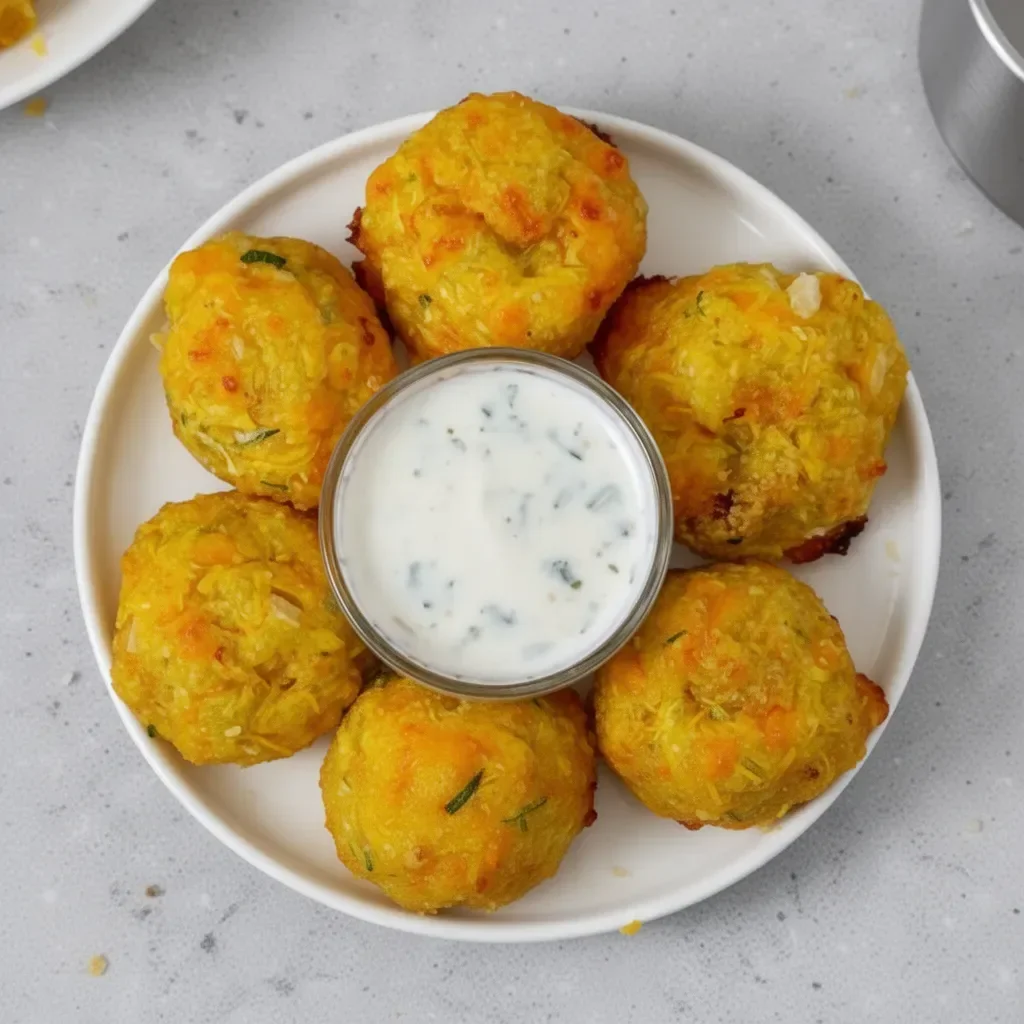 Crispy yellow squash tots served as a healthy snack option