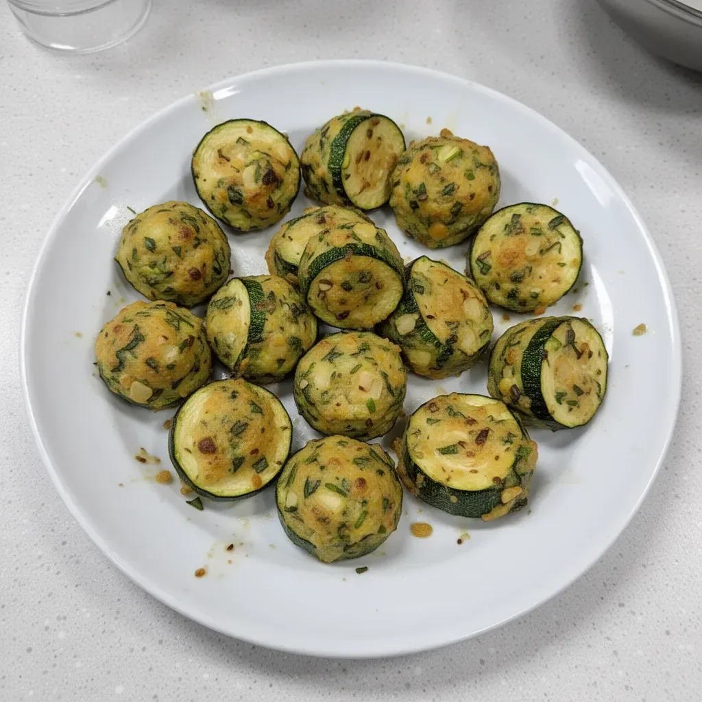 Delicious zucchini garlic bites served on a plate, ready to enjoy.