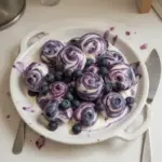 Blueberry Greek Yogurt Bites arranged on a plate, showcasing a healthy snack option