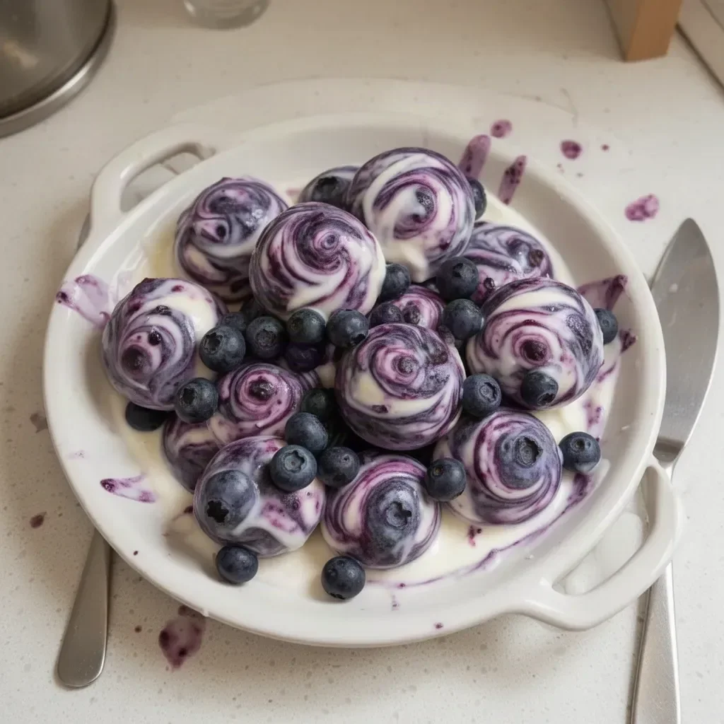 Blueberry Greek Yogurt Bites arranged on a plate, showcasing a healthy snack option