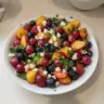 Fresh Blueberry Peach Feta Salad with colorful fruits and feta cheese