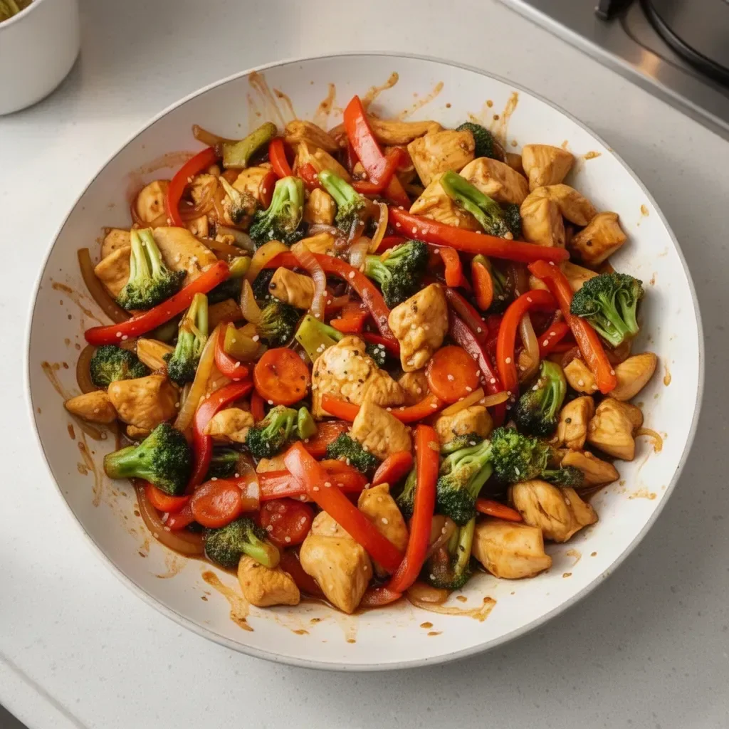 Colorful Chicken Stir-Fry with fresh vegetables in a savory sauce