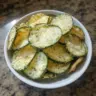 Crunchy ranch cucumber chips recipe served in a bowl