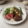 Perfectly cooked filet mignon served with delicious sides