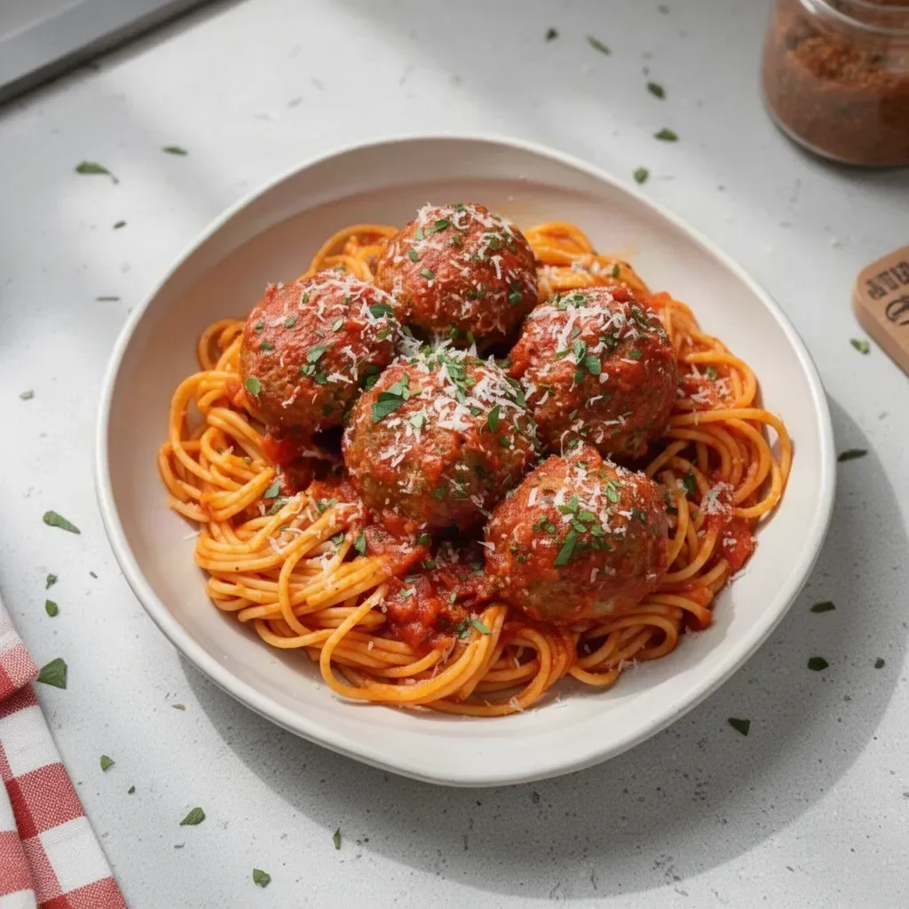 Delicious oven-baked Italian meatballs with herbs and spices