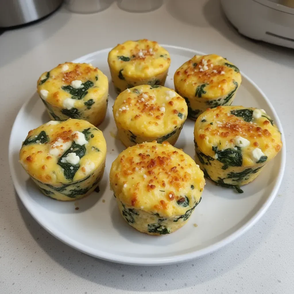 Delicious spinach and feta egg muffins baked in a muffin tin