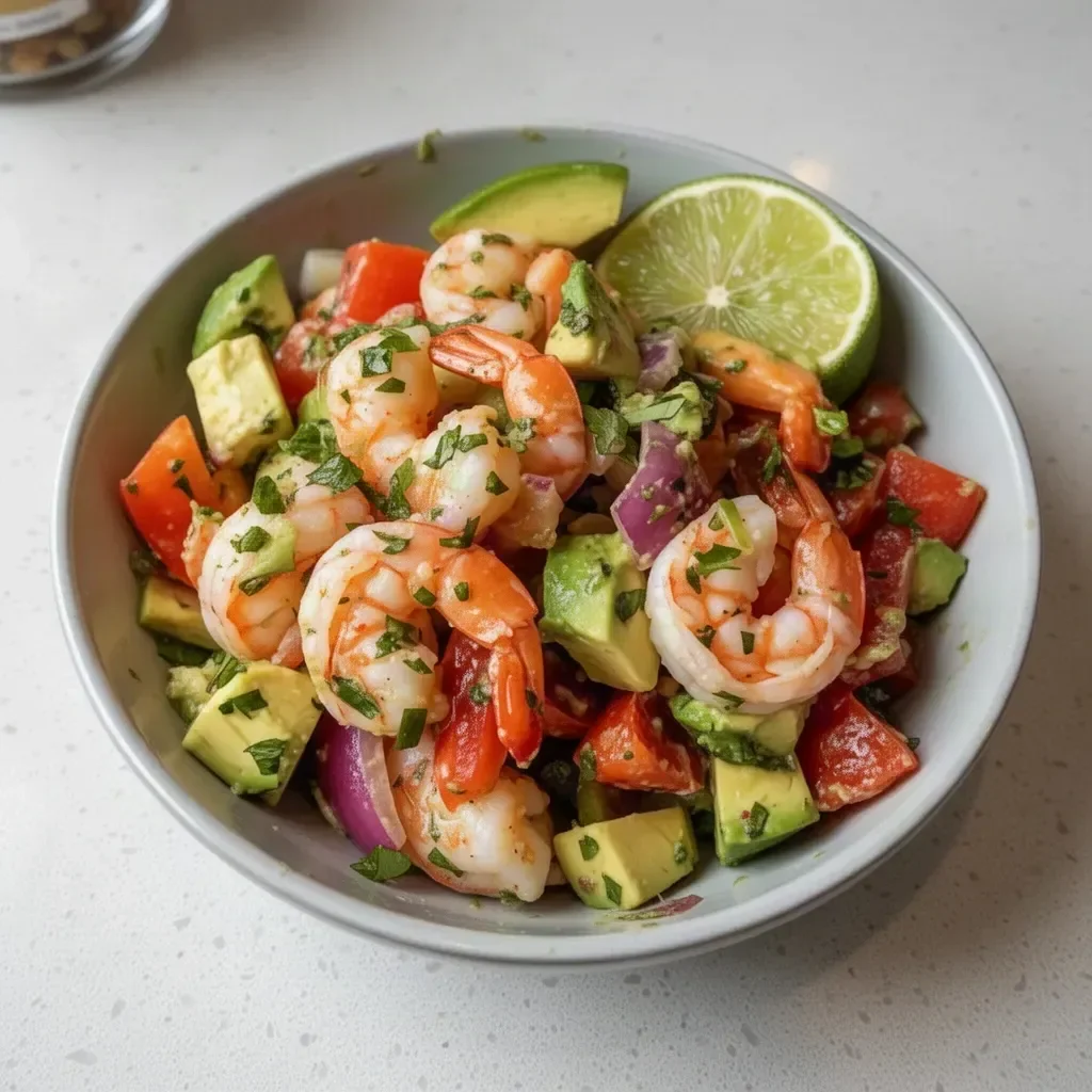 Zesty lime shrimp salad with avocado and fresh ingredients